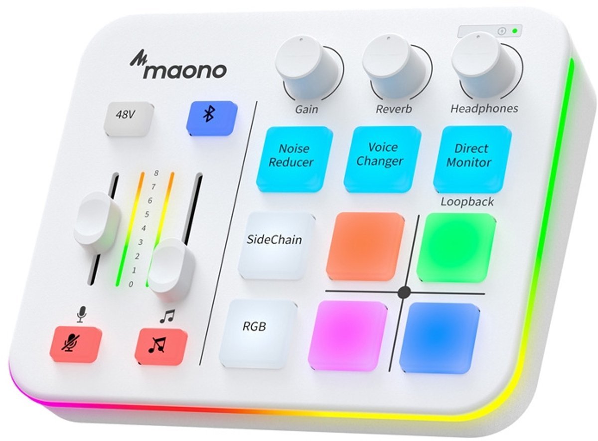 Maono Maono G1 Neo - Usb Audio Interface - Geluidskaart Voor Podcasting & Live Streaming - Plug & Play - Hoge Geluidskwaliteit - Desktop & Laptop - Wit