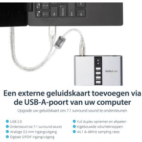 StarTech.com 7.1 USB Audio Adapter External Sound Card with SPDIF Digital Audio - afbeelding 4