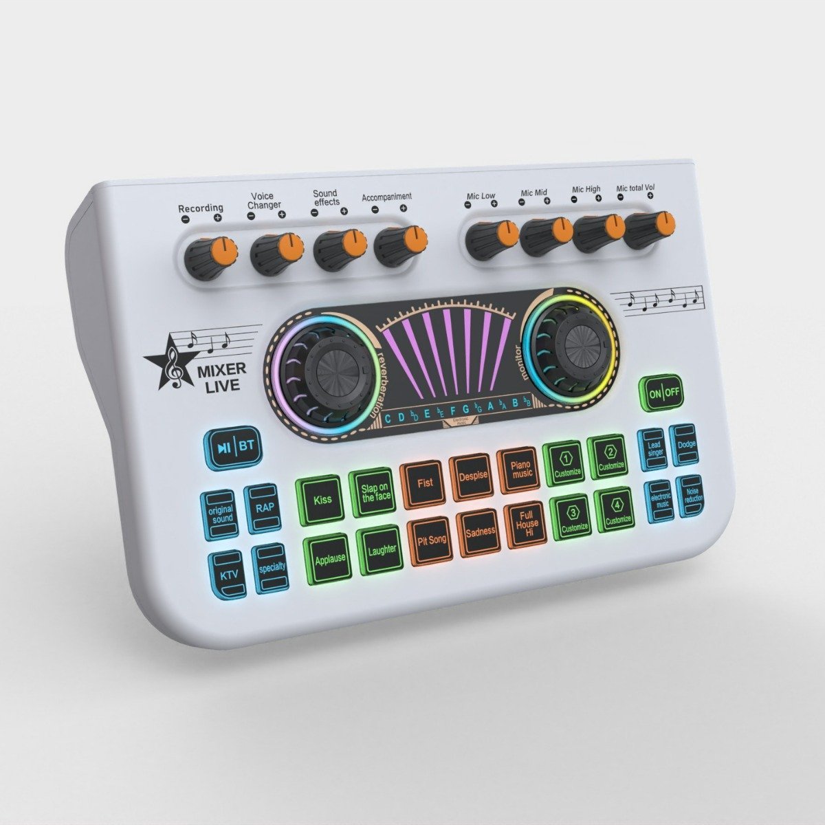 USB-voeding Usb-Voeding Geluidskaart Voor Live-Opnames Met Ingebouwde Nagalm, Ruisonderdrukking Met Één Klik En Meerdere Audiomodi - Wit