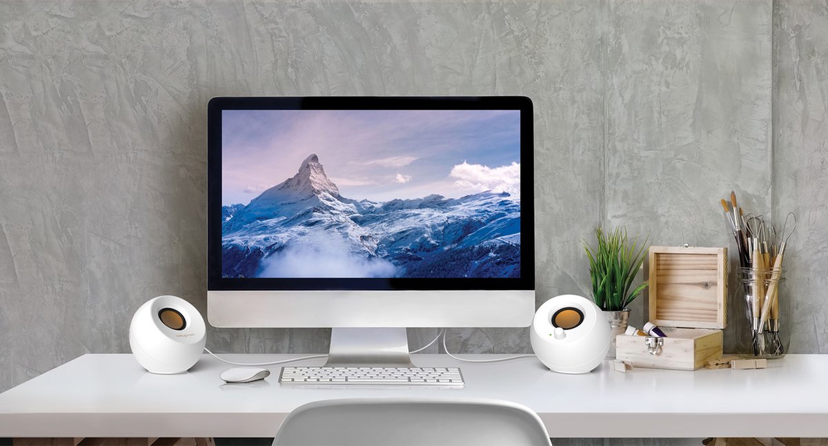 Creative Pebble Luidspreker Voor Pc En Laptops (Wit) - Moderne Usb-Aangedreven speaker - afbeelding 3