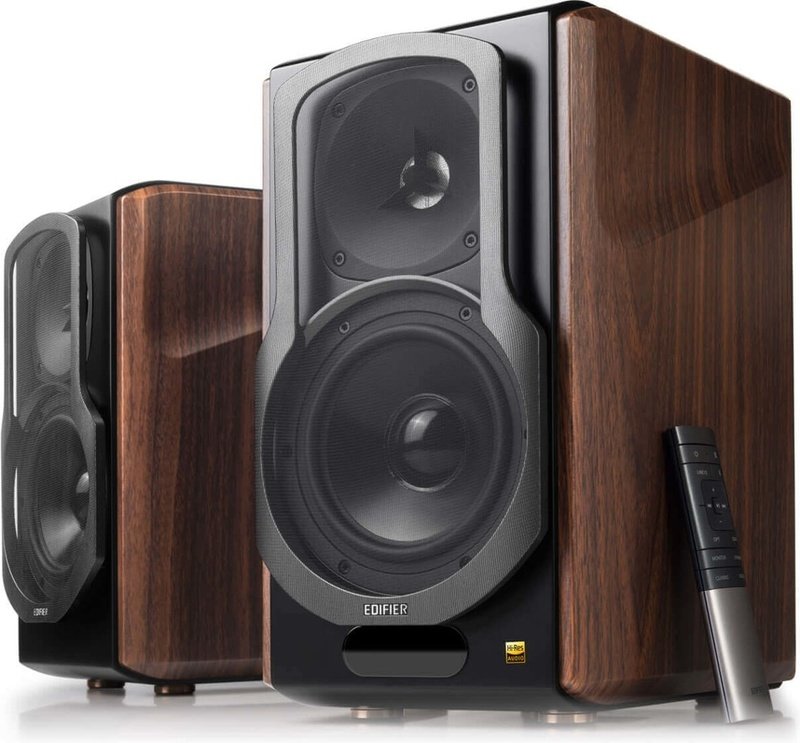 Edifier s2000mkiii zwart bruin - Edifier S2000MKIII Powered Bluetooth Bookshelf Speaker
