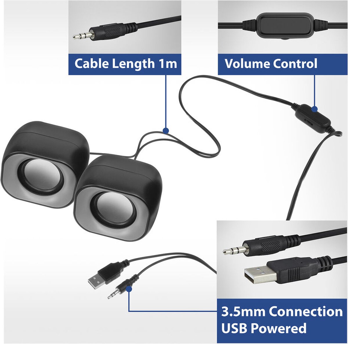 Eminent Pc Speakerset 2.0 Voor Pc En Laptop | Speakers Voor Pc| Voeding Via Usb - afbeelding 2