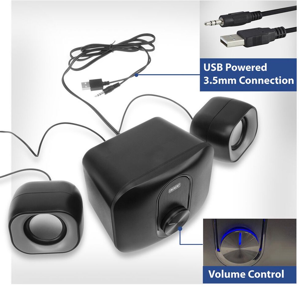 Eminent Pc Speakerset 2.1 Voor Pc En Laptop | Speakers Voor Pc Met Subwoofer | - afbeelding 3