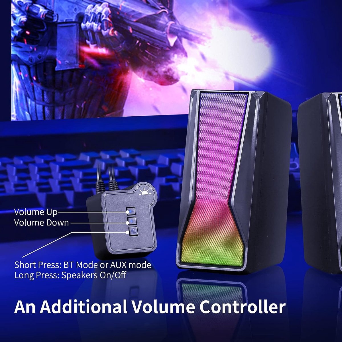Marvo - Anvil Rgb Desktop Speakers - 2.0 Kanaals Pc Stereospeaker - afbeelding 2