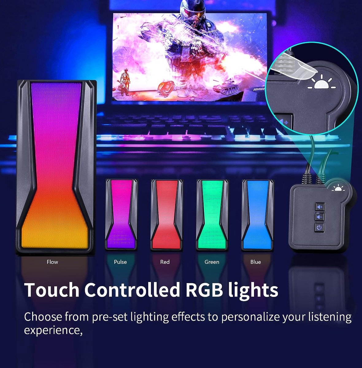 Marvo - Anvil Rgb Desktop Speakers - 2.0 Kanaals Pc Stereospeaker - afbeelding 3