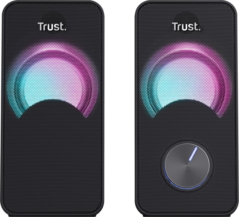 Trust arys 2 0 pc luidsprekerset met - Trust Arys Compact RGB 2.0 Speaker Set