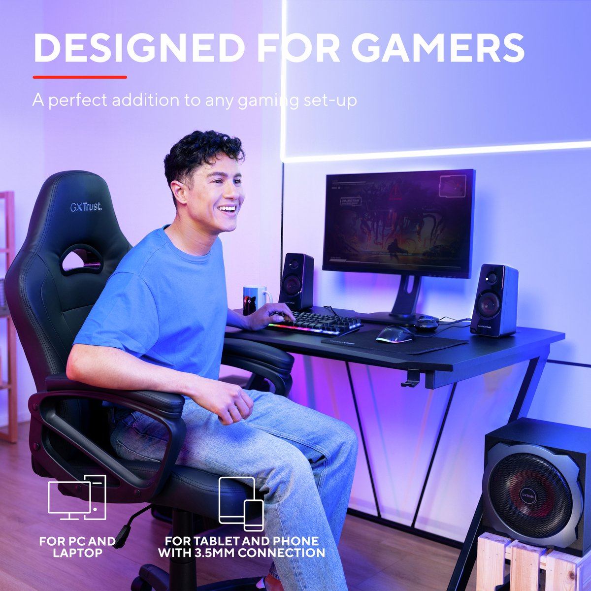 Trust Gxt 38 Tytan - 2.1 Subwoofer Speakerset - Zwart - afbeelding 4