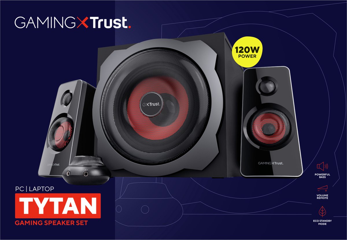 Trust Gxt 38 Tytan - 2.1 Subwoofer Speakerset - Zwart - afbeelding 9
