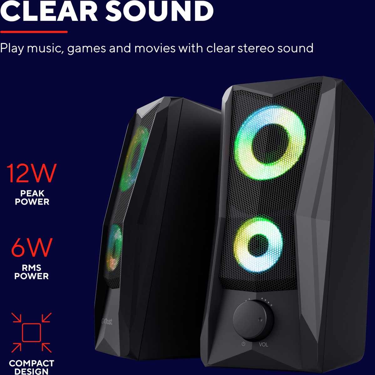 Trust Gxt 606 Javv - Speakerset 2.0 - Rgb Verlichting - Zwart - afbeelding 2