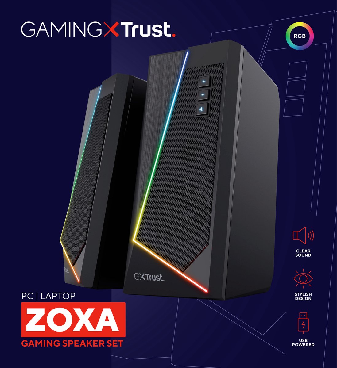 Trust Gxt 609 – 2.0 Speaker Set – Stereo Sound – Rgb Verlichting – Usb Powered - afbeelding 10