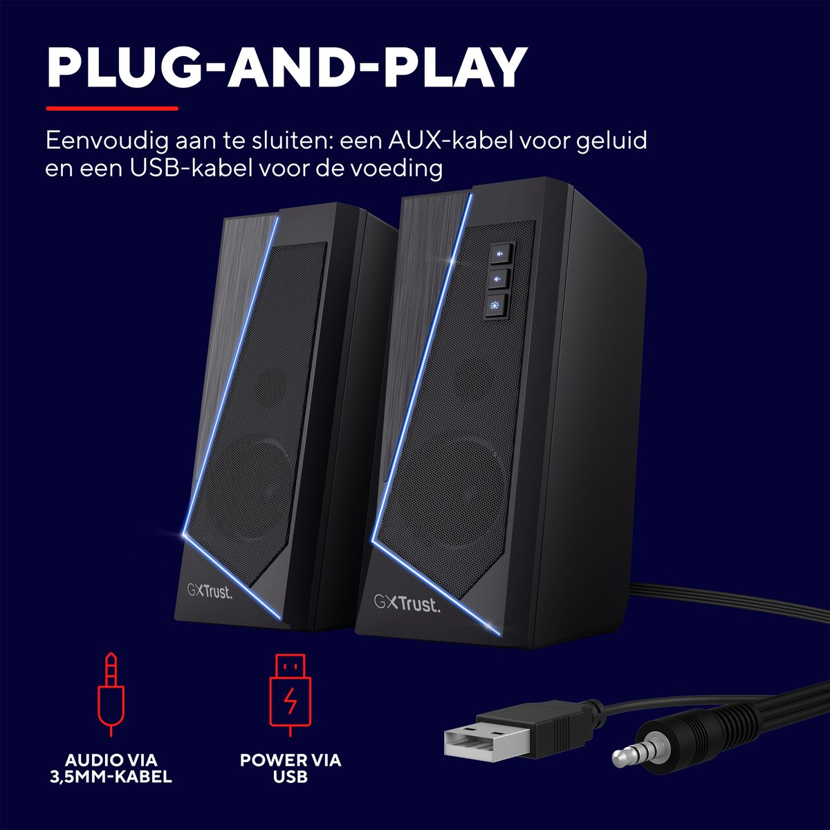 Trust Gxt 609 – 2.0 Speaker Set – Stereo Sound – Rgb Verlichting – Usb Powered - afbeelding 3