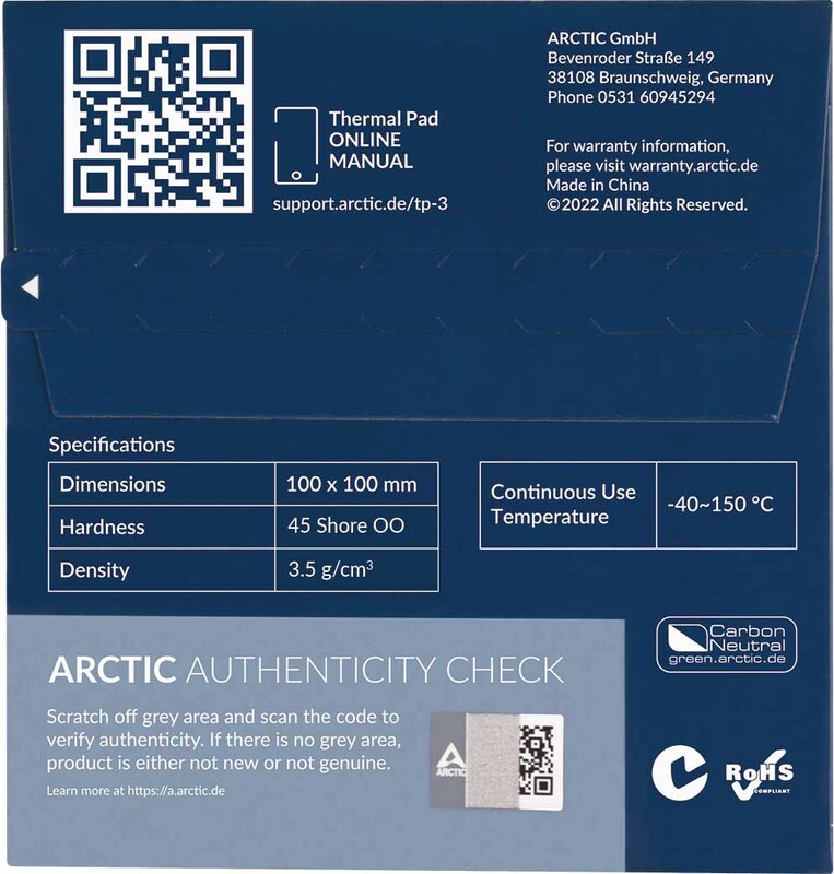 Arctic koelpasta cooling premium perf 5 orig - ARCTIC TP-3 Premium Performance Thermal Pad 1mm 100x100mm