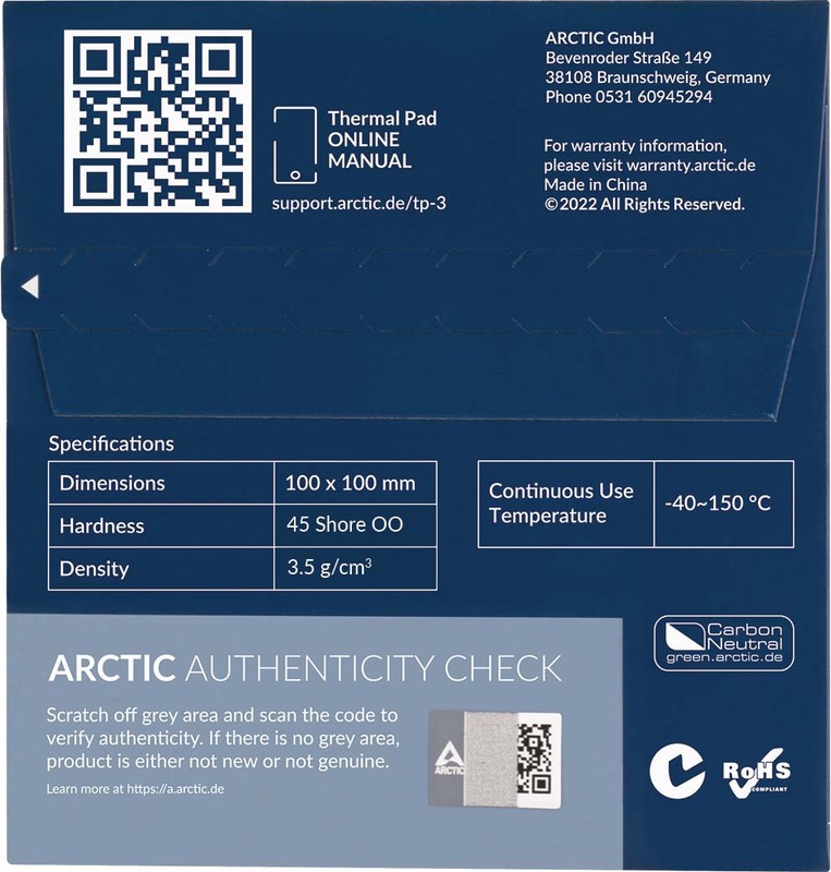 Arctic tp 3 100 x 100 x 5 orig - ARCTIC TP-3 Premium Performance Thermal Pad 100x100x1.5mm