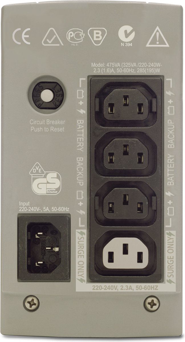 Apc Back-Ups Bk325I - Noodstroomvoeding / 4X C13 Uitgang / 325Va - afbeelding 3