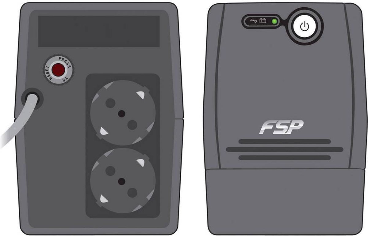 Fsp/Fortron Fp 600 600Va 2Ac Outlet(S) Toren Zwart Ups - afbeelding 2
