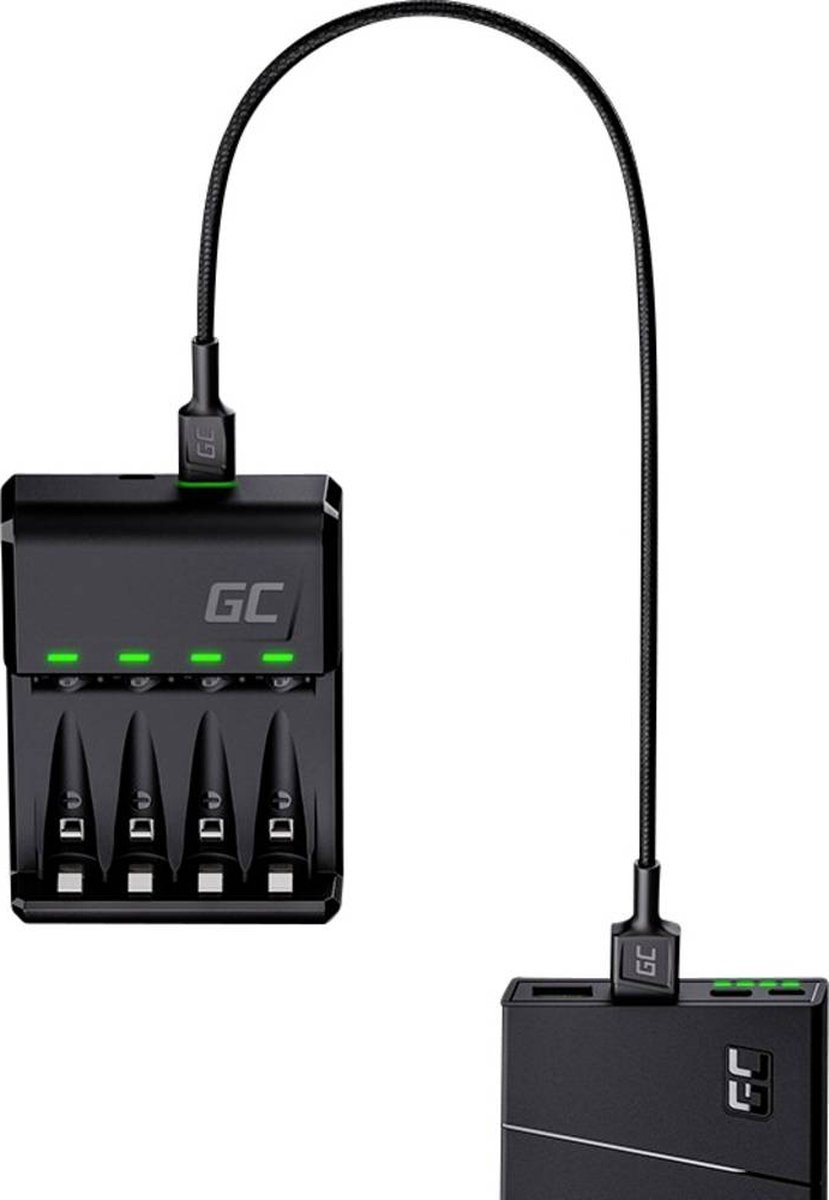 GREEN Green Cell Gc Vitalcharger Ni-Mh Aa En Aaa Batterij Oplader Met Micro Usb En Usb-C Poort