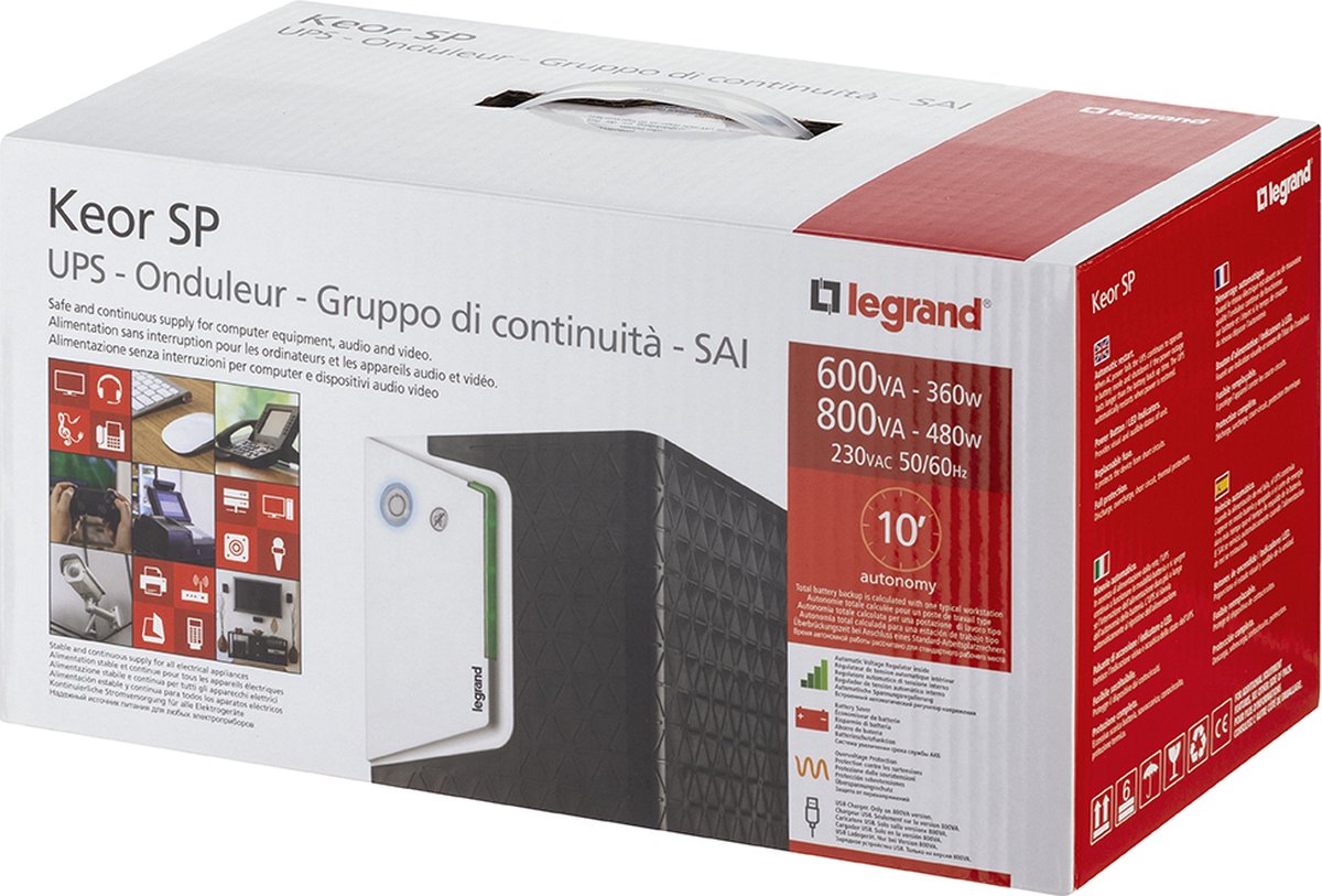 Legrand Keor Asi Sp 1000 Gr Ups Line-Interactive 1 Kva 600 W 4 Ac-Uitgang(En) - afbeelding 4