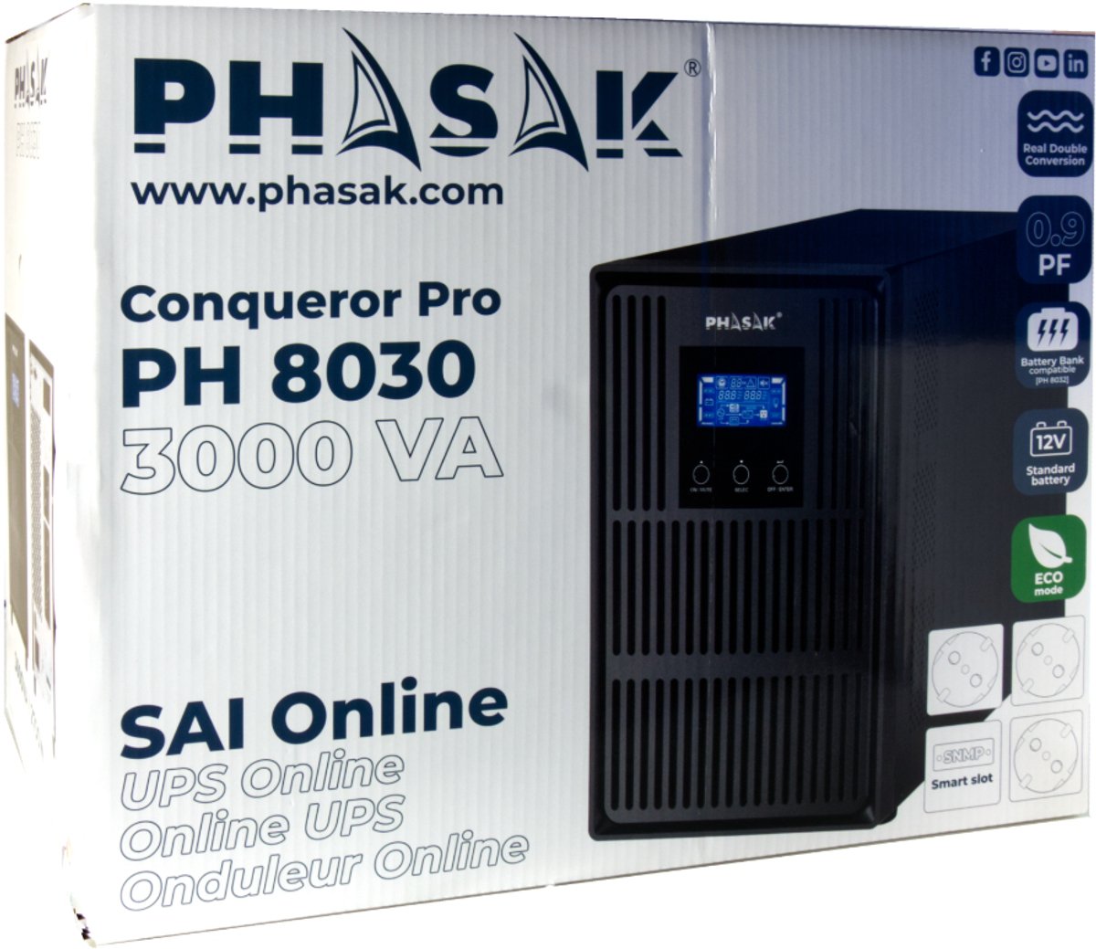 Phasak Conqueror Pro PH 8030 3000VA Online UPS - afbeelding 5