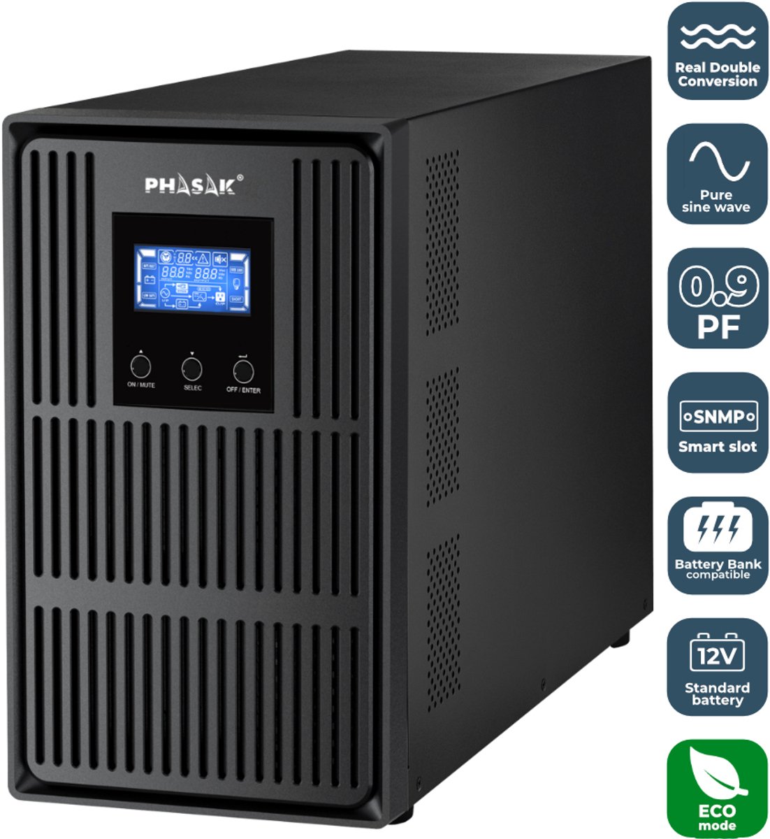 Phasak Conqueror Pro PH 8030 3000VA Online UPS - afbeelding 6