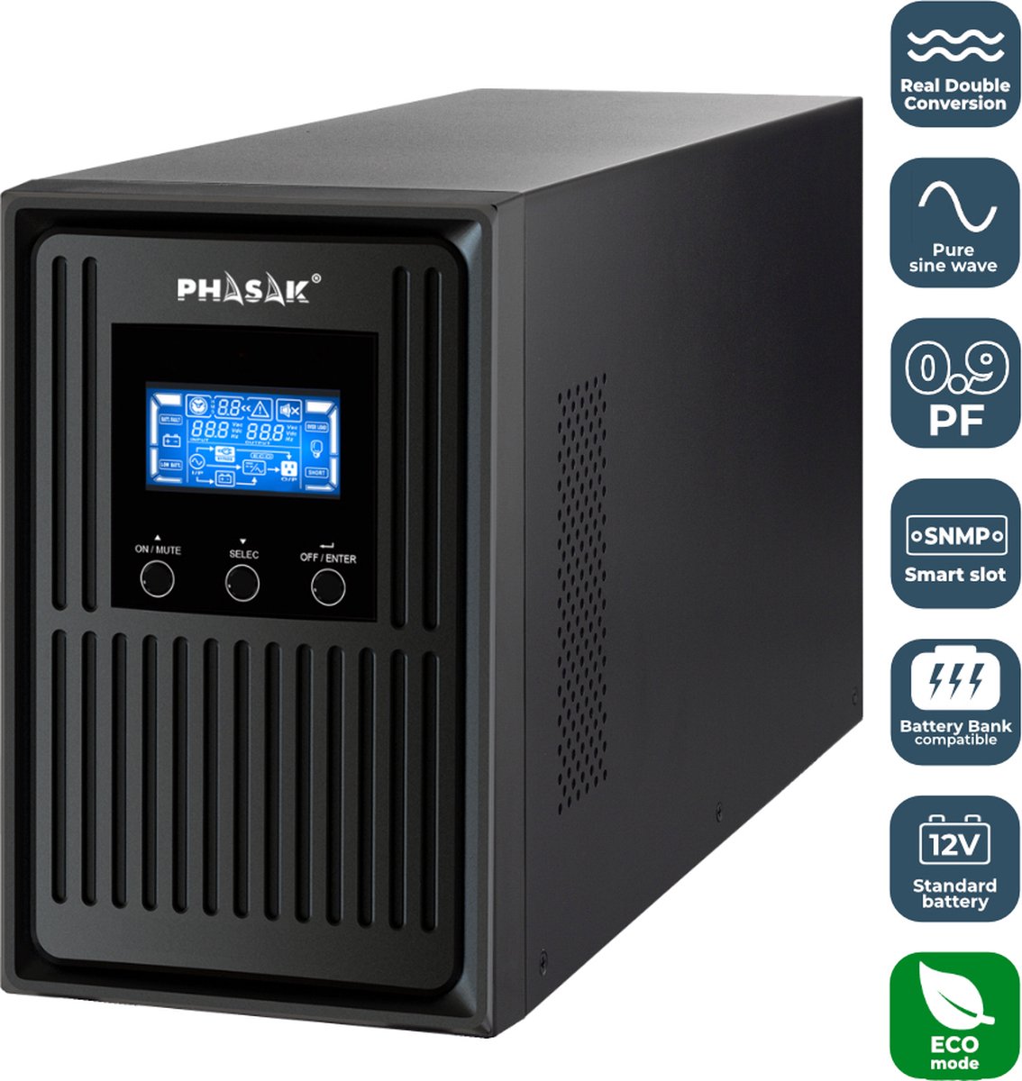 Phasak Conqueror Pro PH 8010 Online 1000VA UPS - afbeelding 5