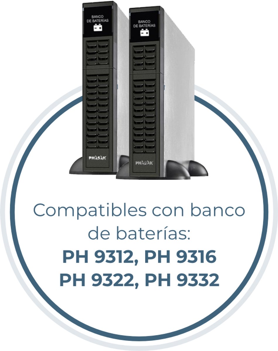 Phasak Ph 9315 Ups Dubbele Conversie (Online) 1,5 Kva 1350 W 4 Ac-Uitgang(En) - afbeelding 2