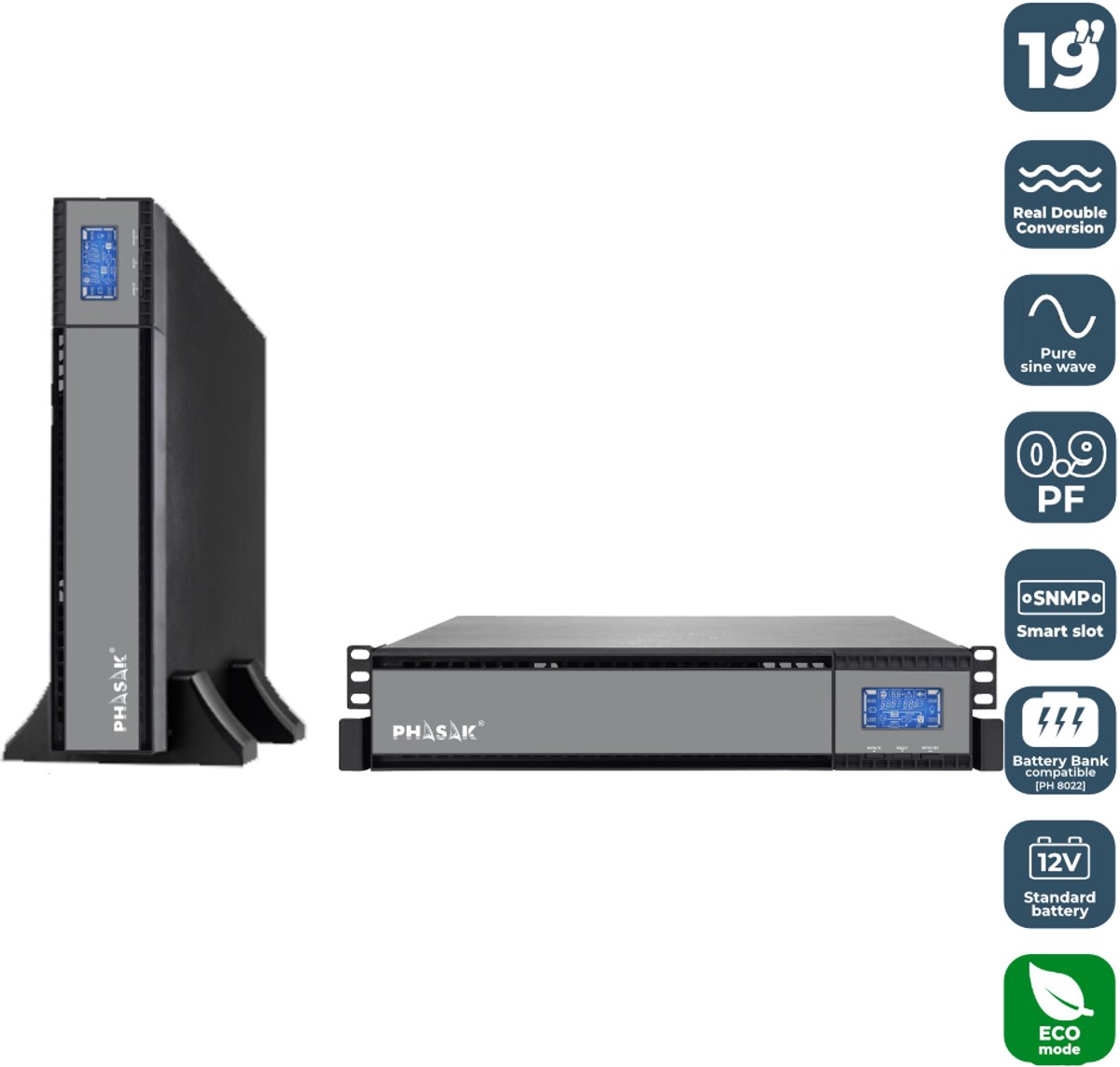 Phasak Ph 9315 Ups Dubbele Conversie (Online) 1,5 Kva 1350 W 4 Ac-Uitgang(En) - afbeelding 3