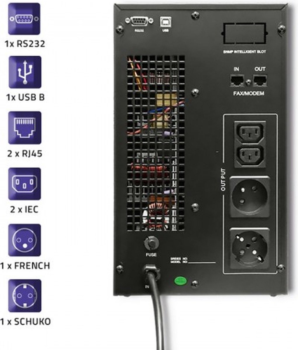 On-line UPS 3kVA 2.4kW Pure Sine Wave LCD USB - afbeelding 4