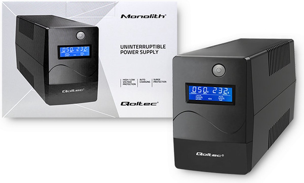 Qoltec Ononderbroken Stroomvoorziening | Monoliet| 850Va | 480W | Lcd-Scherm | UPS - afbeelding 8