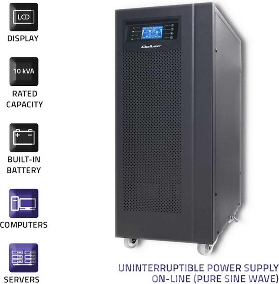 Ononderbroken Stroomvoorziening | Online | Zuivere Sinus | 10 Kva | 8 Kw | Lcd-Scherm | Usb. 10000VA UPS - afbeelding 10