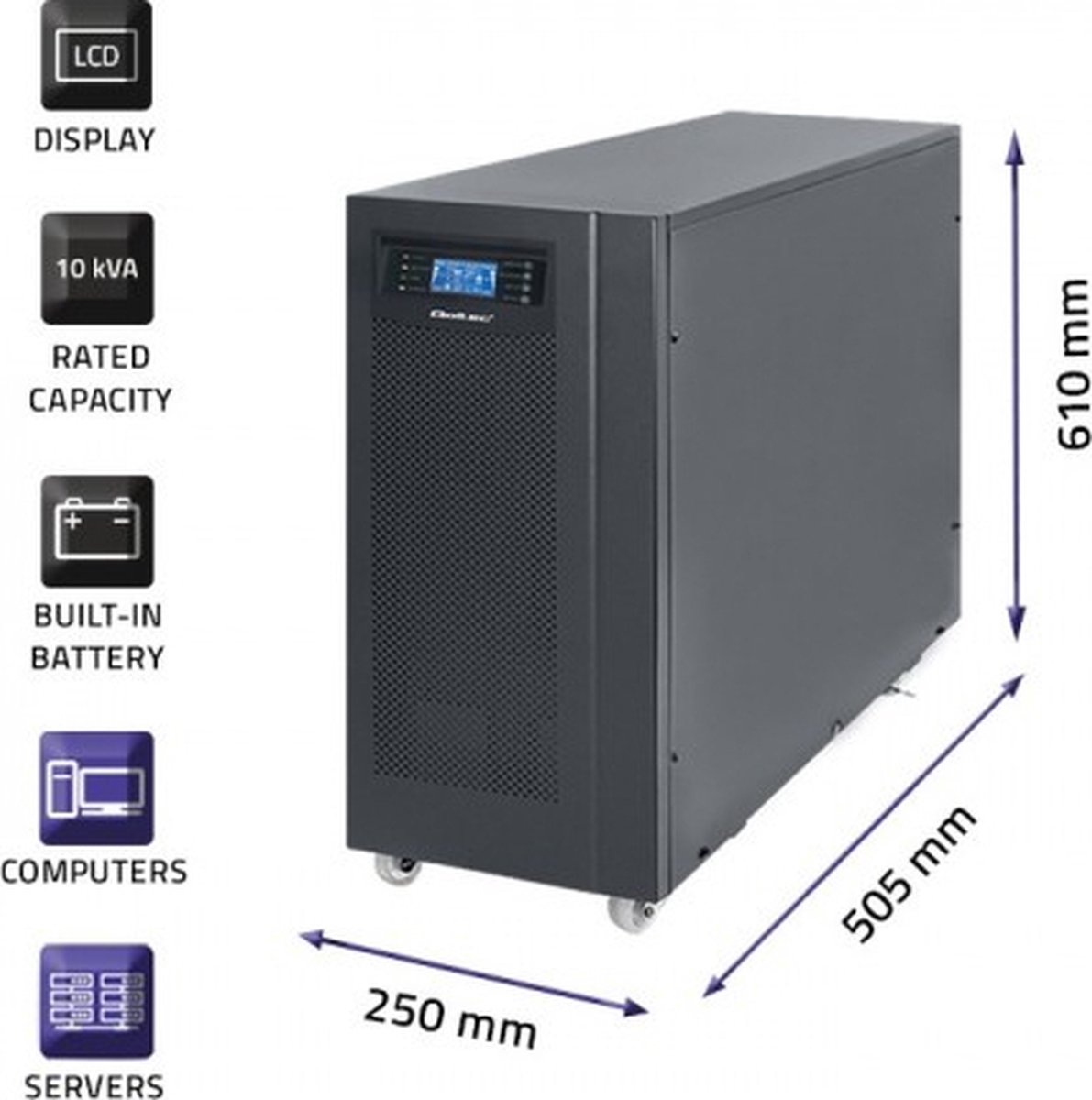Ononderbroken Stroomvoorziening | Online | Zuivere Sinus | 10 Kva | 8 Kw | Lcd-Scherm | Usb. 10000VA UPS - afbeelding 4