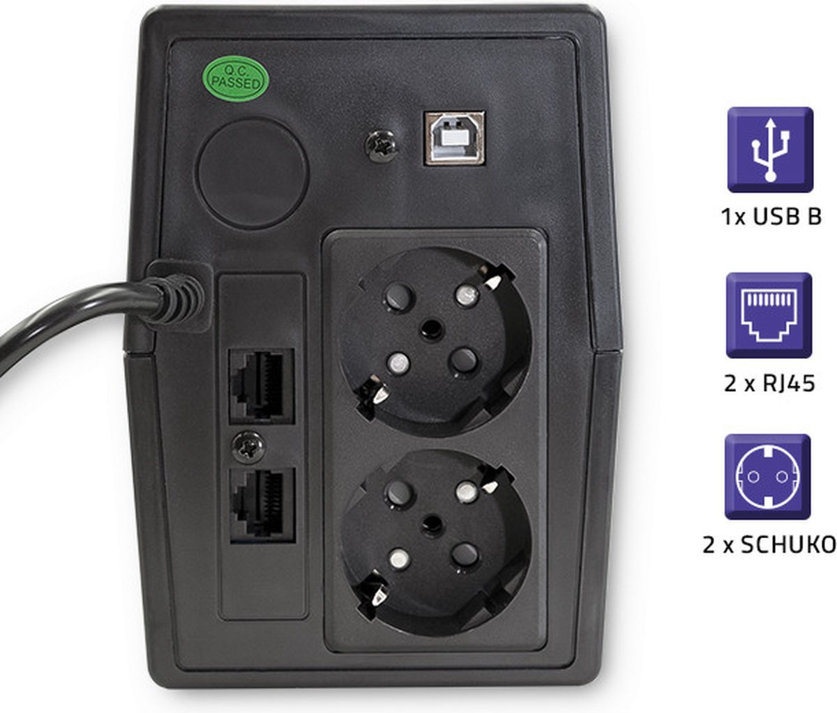 Qoltec Qoltec Ononderbroken Stroomvoorziening | Monoliet | 1000 Va | 600W | Lcd-Scherm | Usb | Rj45.