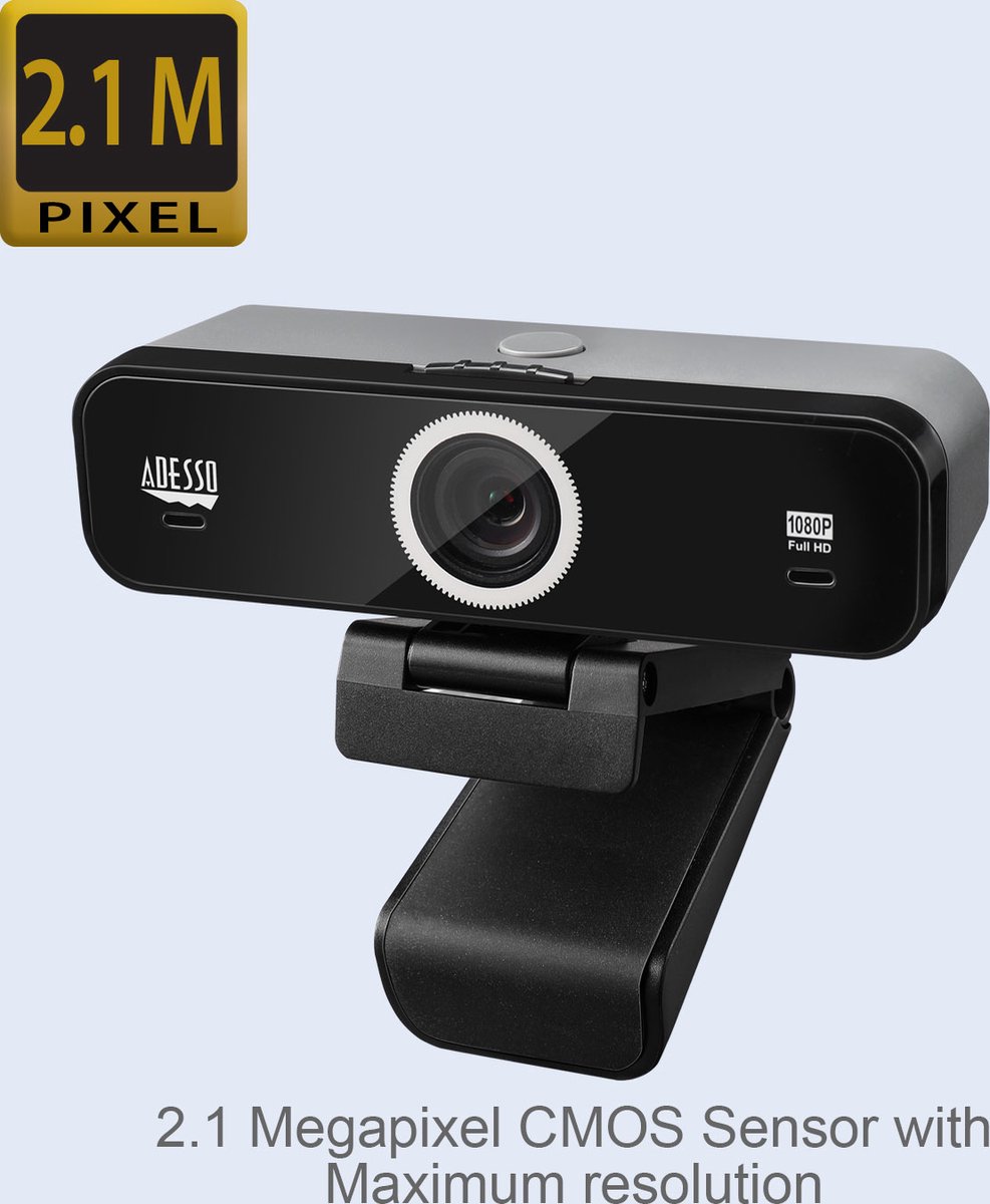 Adesso Cybertrack K1 Webcam 2,1 Mp 1920 X 1080 Pixels Usb 2.0 Zwart - afbeelding 6