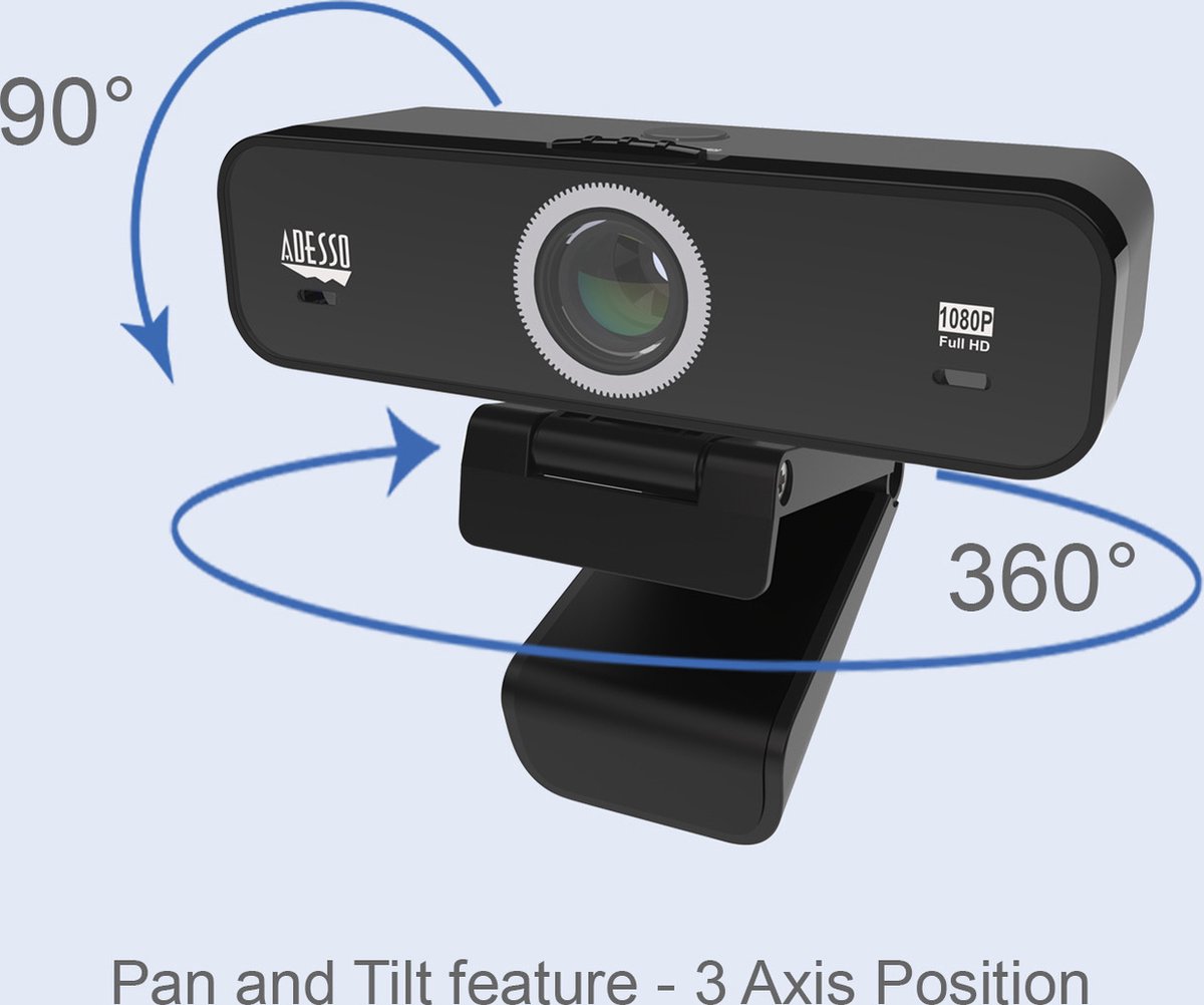 Adesso Cybertrack K1 Webcam 2,1 Mp 1920 X 1080 Pixels Usb 2.0 Zwart - afbeelding 8