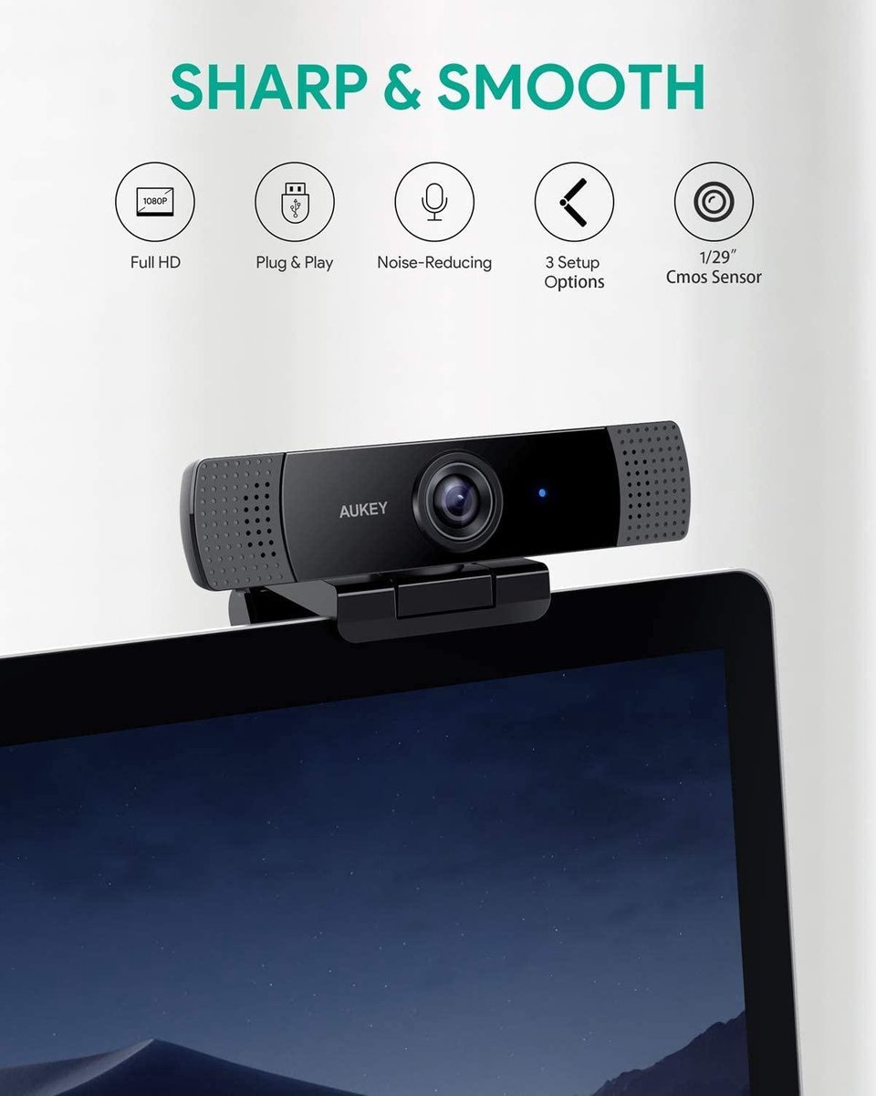 Aukey Pc-Lm1 1080P Full Hd Webcam Met Autofocus - afbeelding 4