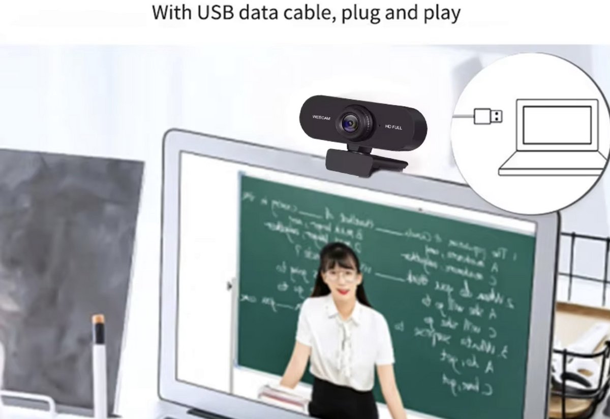 Chpn -Webcam Met Microfoon - 720P - Met Microfoon - Usb - Plug En Play - Online - afbeelding 2