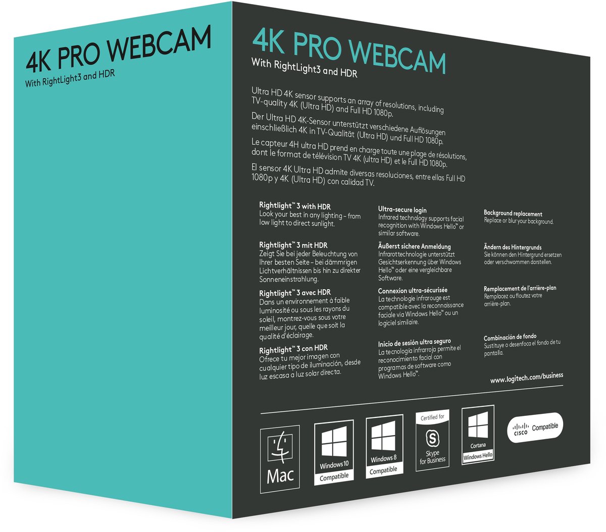 Logitech Brio - Webcam - 4K Business Edition - Hdr - 60 Fps - Windows & Mac - - afbeelding 2