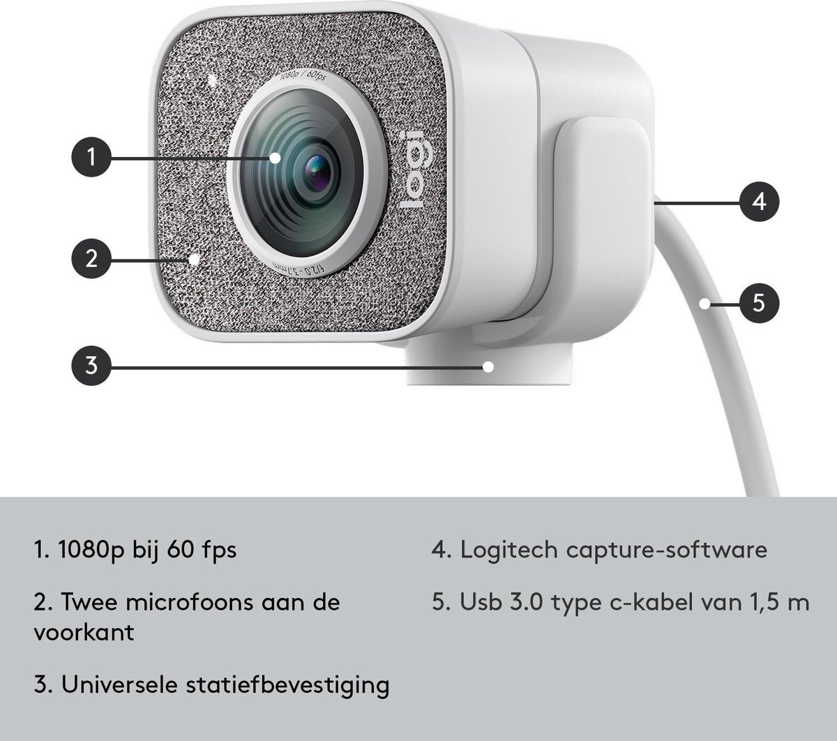 Logitech For Creators Streamcam - Webcam - Usb C - Full Hd - Slimme Autofocus - - afbeelding 7