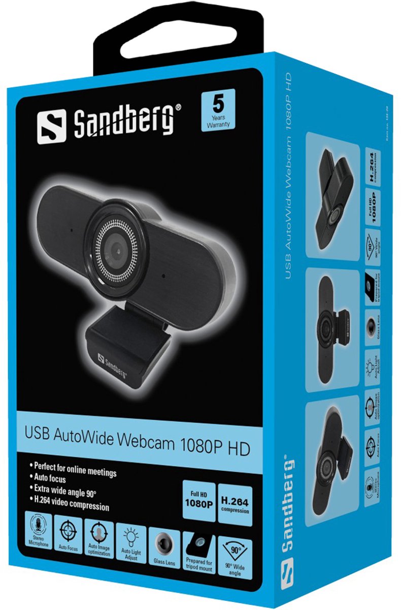 Sandberg - 134-20 - Webcam - 1920 X 1080 Pixels - Usb 2.0 - Zwart - afbeelding 3
