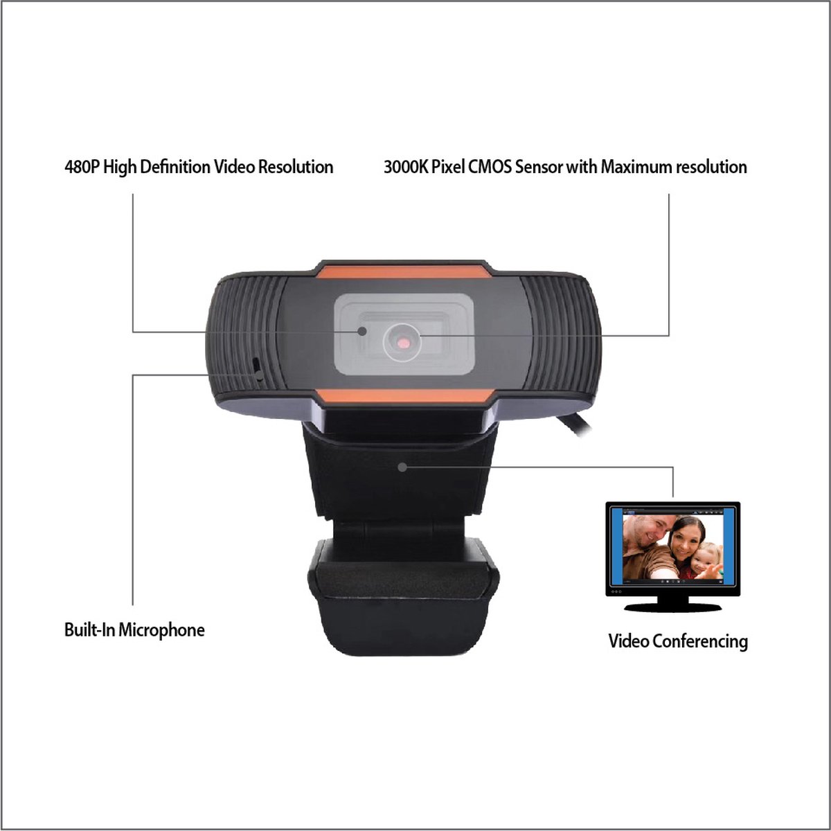 Webcam 480P Inclusief Microfoon Adesso Cybertrack H2 - afbeelding 6